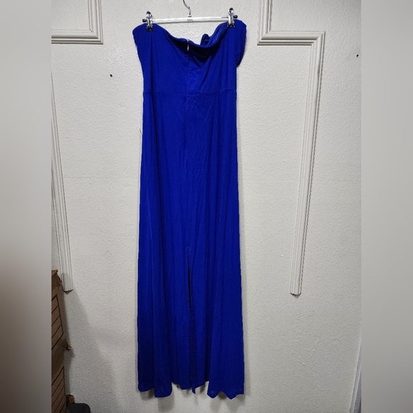 Lulus Momentous Charm Royal Blue Mesh Strapless Maxi Dress Wedding Party Prom - Picture 8 of 9